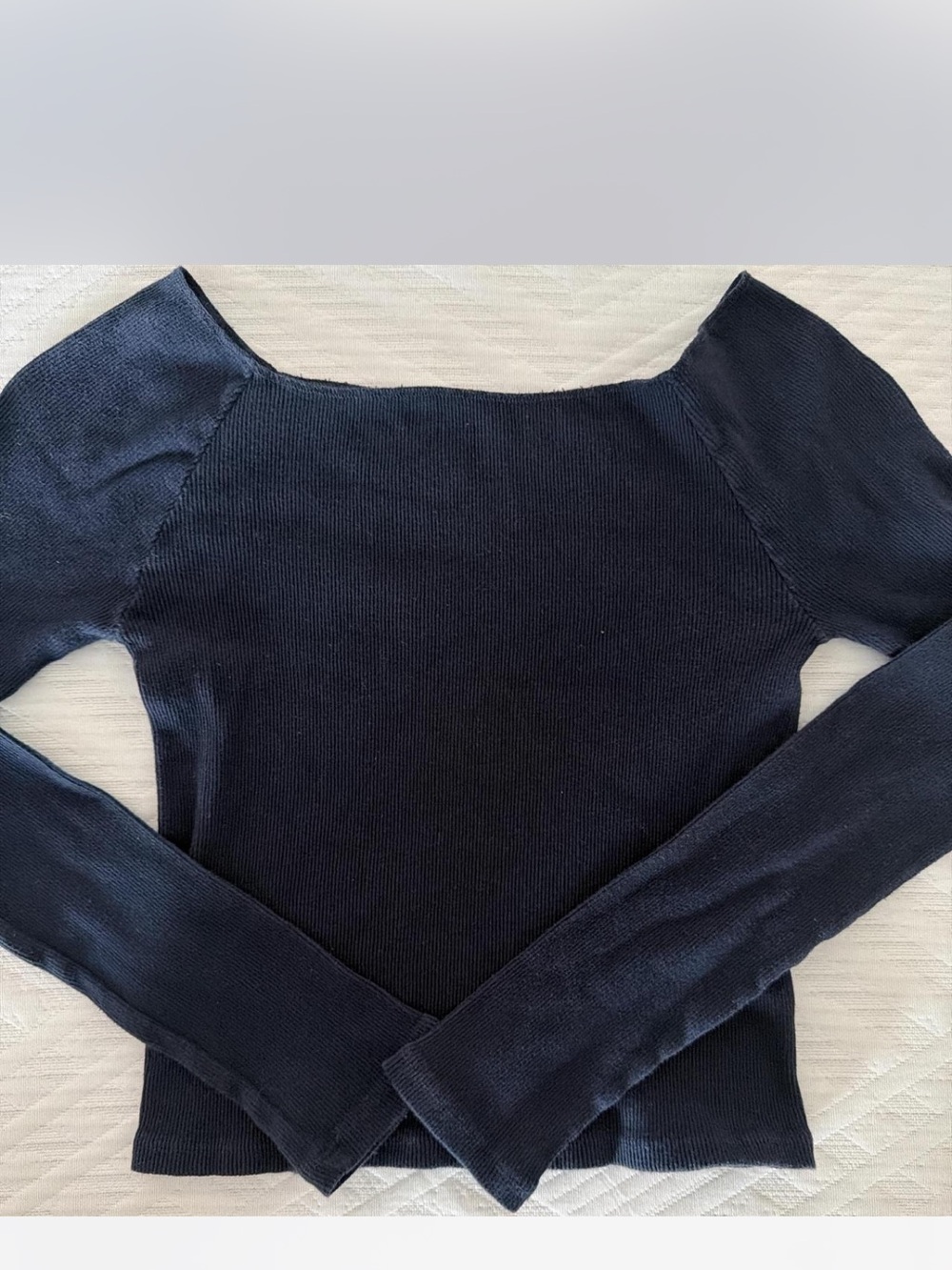 Brandy Melville Navy Off-the-Shoulder Ribbed Sweater